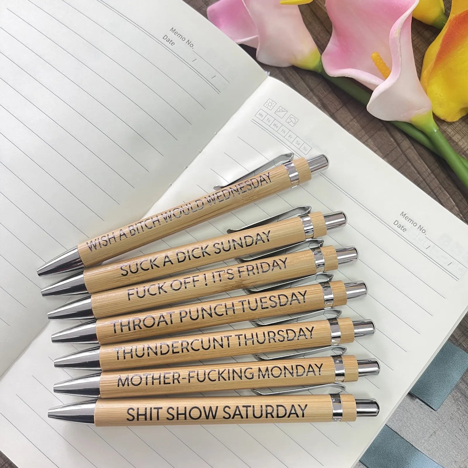 Ultimate Set of Engraved Pens for Sarcastic Souls（Set of 7 Pcs）