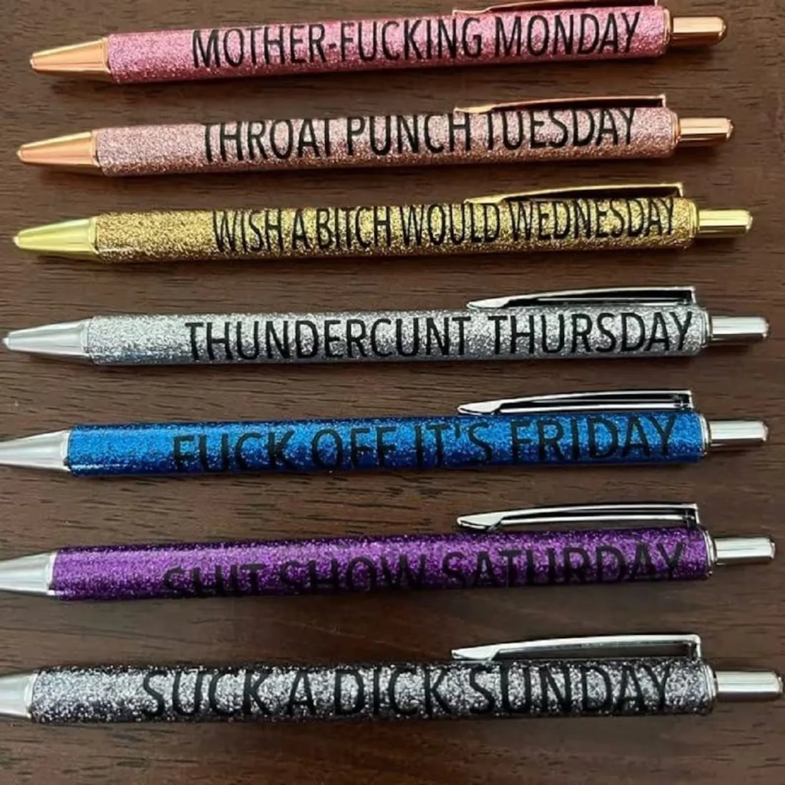 Ultimate Set of Engraved Pens for Sarcastic Souls（Set of 7 Pcs）